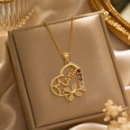 Collier Maman cœur doré acier inoxydable – Bijou personnalisé élégant avec cristaux