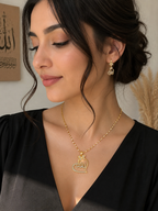 Collier pendentif Allah en acier couleur or pour femme – Bijou musulman islamique élégant avec strass