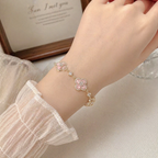 Bracelet fleur Rose Plaqué Or – Bijou tendance coréen élégant pour femme