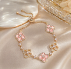 Bracelet fleur Rose Plaqué Or – Bijou tendance coréen élégant pour femme