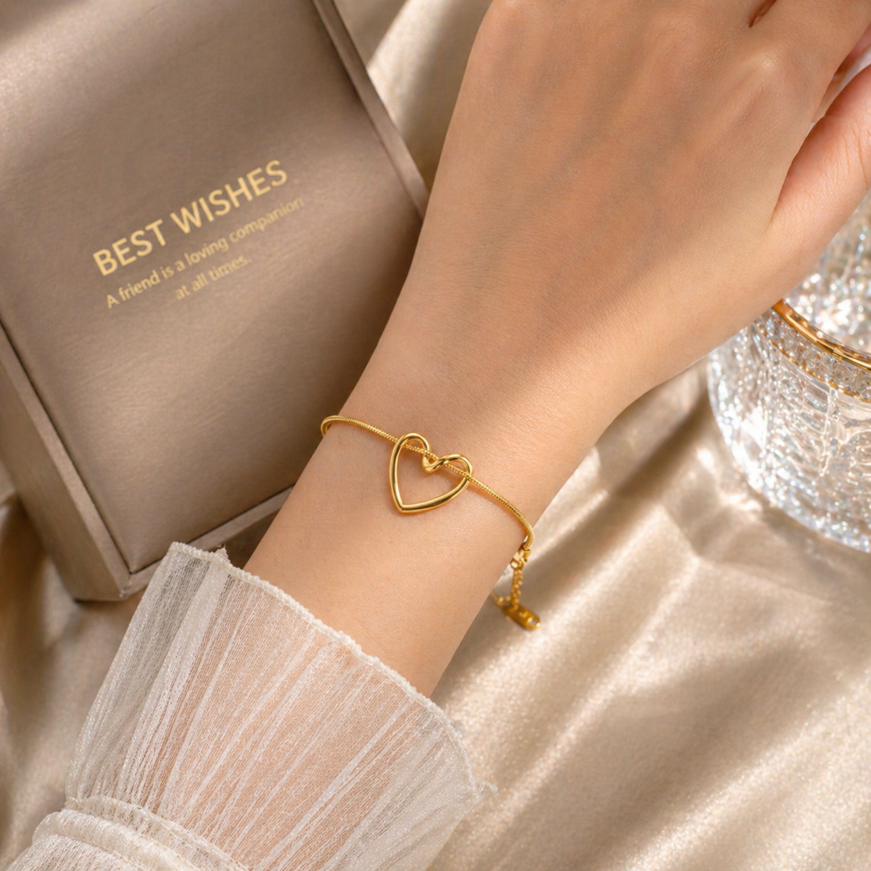 Bracelet cœur femme acier inoxydable doré & argenté – Bijou minimaliste élégant et résistant