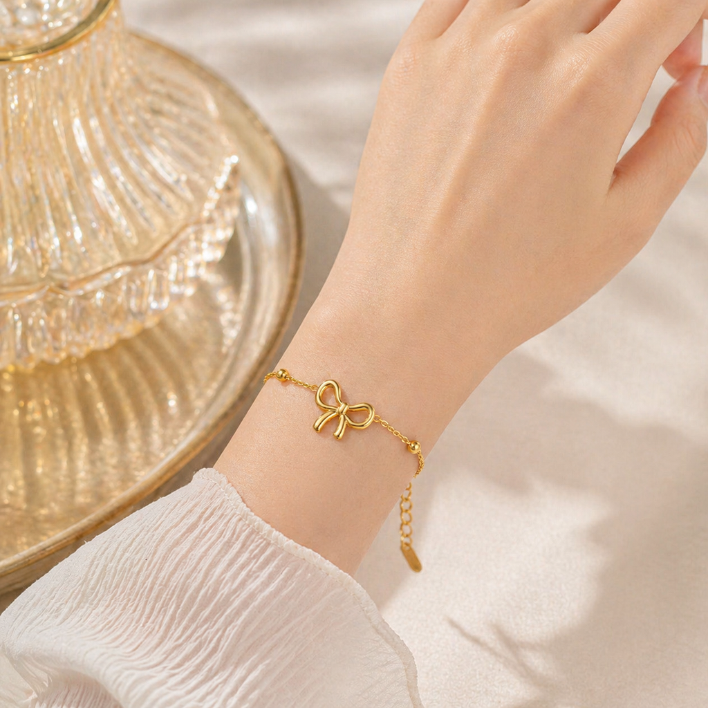Bracelet nœud femme acier inoxydable doré & argenté – Bijou fin élégant et intemporel