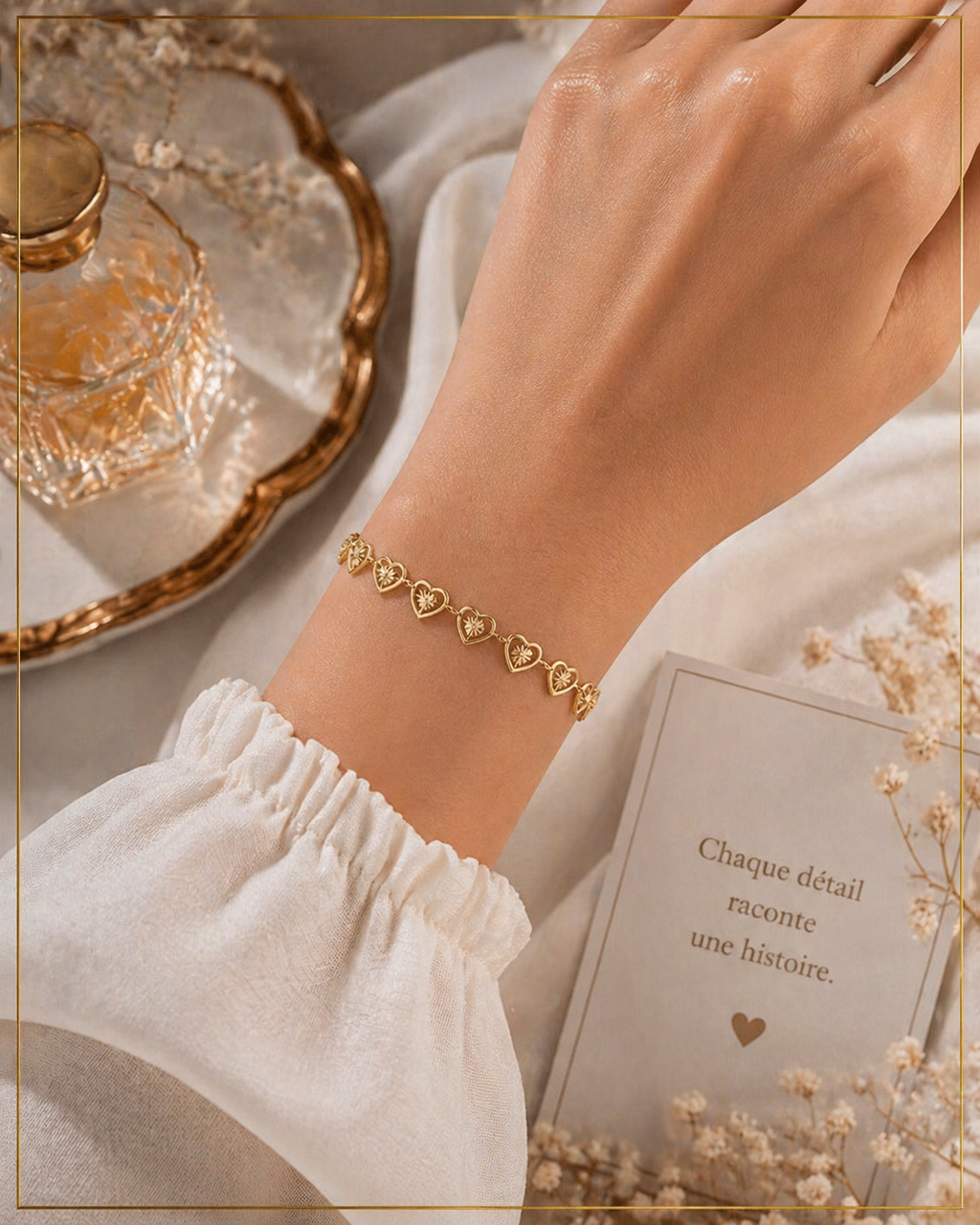 Bracelet cœurs femme acier inoxydable doré & argenté – Bijou tendance élégant et résistant