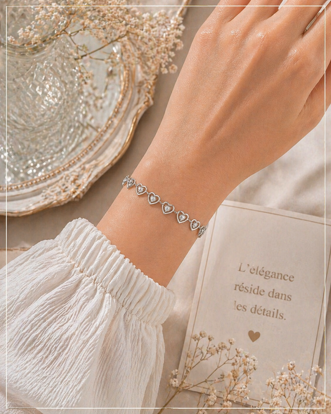 Bracelet cœurs femme acier inoxydable doré & argenté – Bijou tendance élégant et résistant