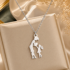 Collier Pendentif Maman en Acier Inoxydable argentée avec Chaîne à Maillons