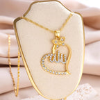 Collier pendentif Allah en acier couleur or pour femme – Bijou musulman islamique élégant avec strass