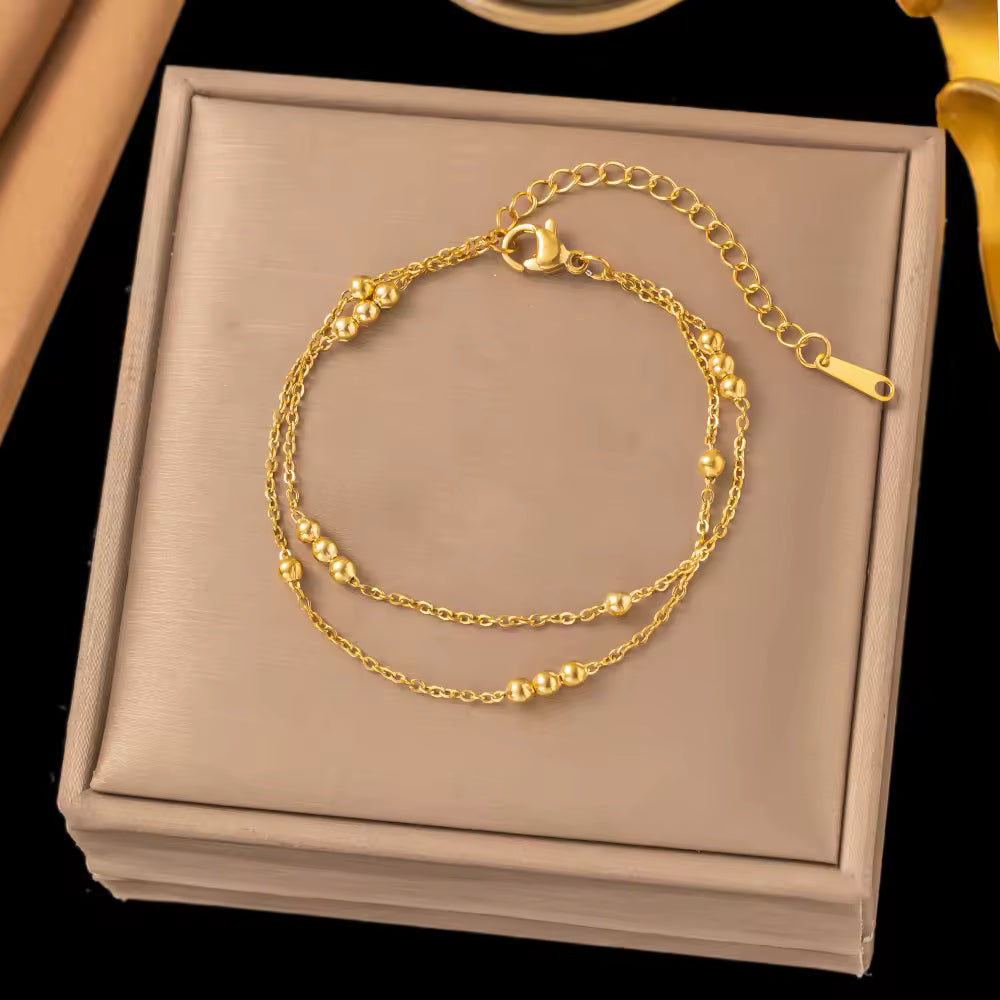 Bracelet de cheville femme en acier inoxydable plaqué or – Bijou fin hypoallergénique tendance