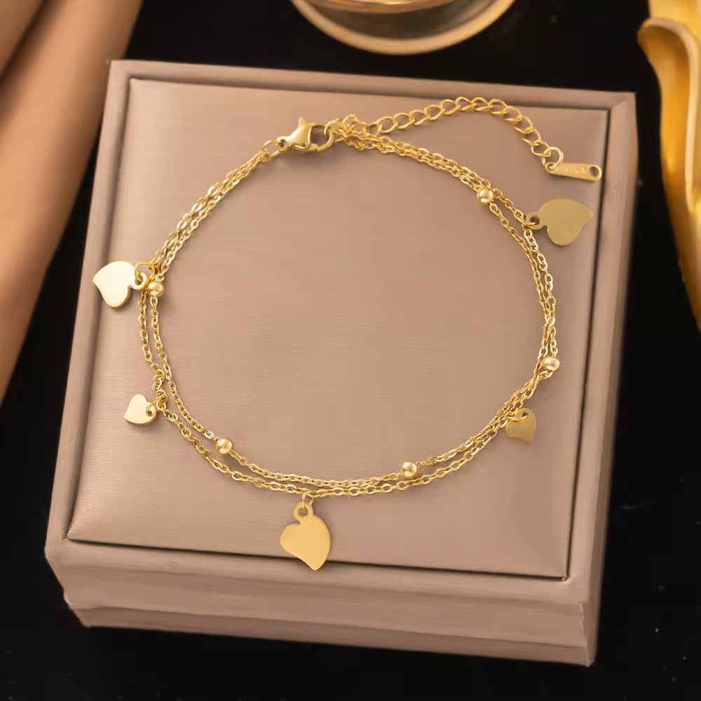 Bracelet de cheville femme en acier inoxydable plaqué or – Bijou fin hypoallergénique tendance