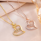 Collier pendentif Allah en acier couleur or pour femme – Bijou musulman islamique élégant avec strass