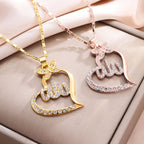 Collier pendentif Allah en acier couleur or pour femme – Bijou musulman islamique élégant avec strass