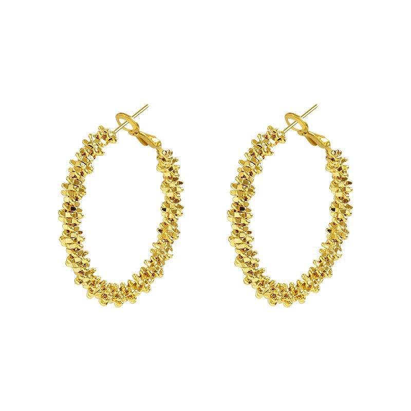 Boucles d’Oreilles Créoles Vintage à Picots – Grandes Créoles Exagérées Tendance Femme