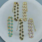 Bracelet trèfle à quatre feuilles en cristal pour femme – Bracelet porte-bonheur doré avec strass