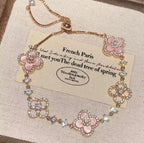 Bracelet fleur Rose Plaqué Or – Bijou tendance coréen élégant pour femme