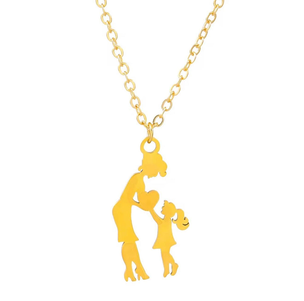 Collier Pendentif Maman en Acier Inoxydable Plaqué Or avec Chaîne à Maillons